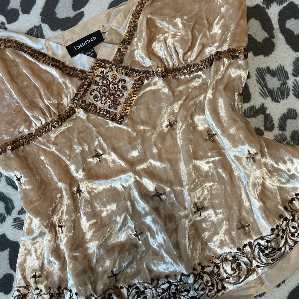 Bebe Cream Tan Embellished Bustier Camisole - Picture 2 of 4